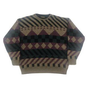 Vintage Tosani 90s Sweater Coogi Style Crewneck Pullover Canada Checks SZ MEDIUM